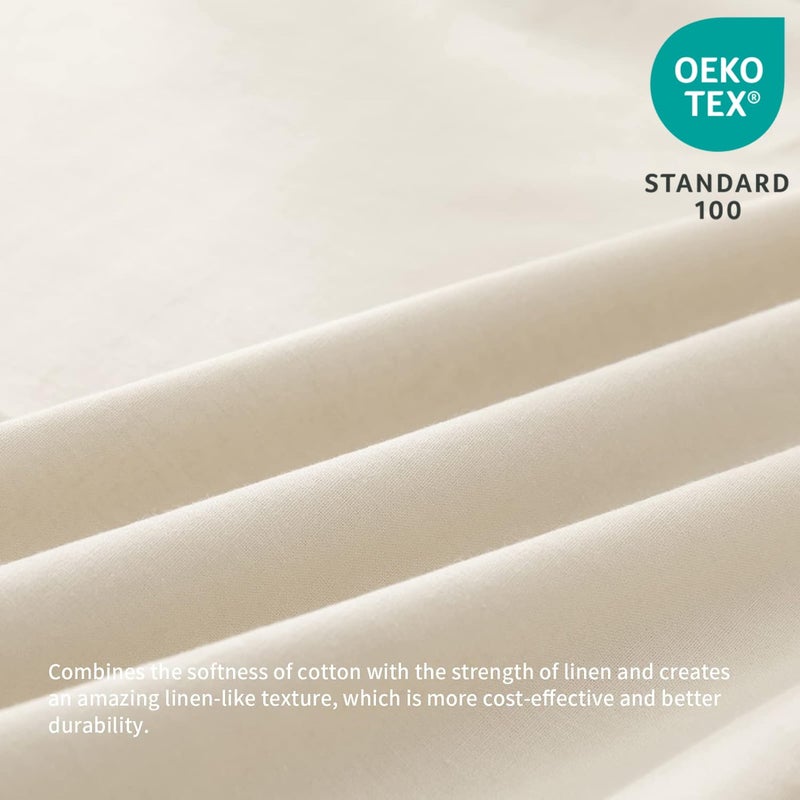 BISELINA French Linen Bed Skirt with Pleated Frills 14-Inch Tailored Drop Natural Flax Cotton Blend Dust Ruffle Soft Cozy Farmhouse Bedding (14" Queen, Linen) - Image 2